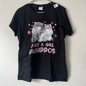 Black Hippo Graphic T-Shirt